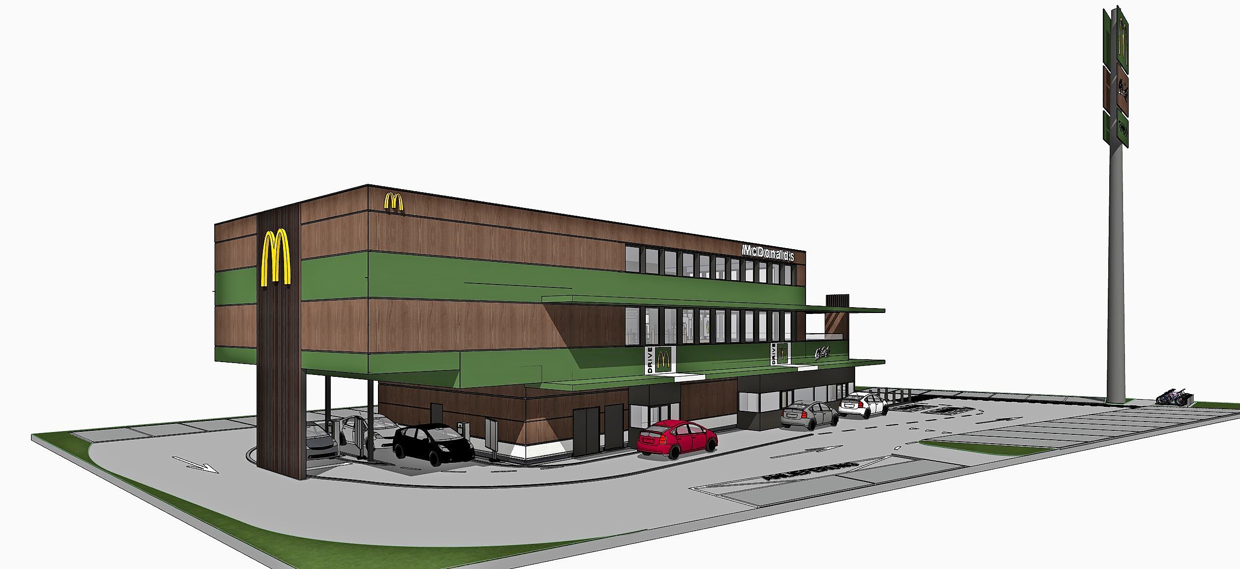So soll das neue McDonald's-Gebäude beim A2-Anschluss Dagmersellen aussehen.