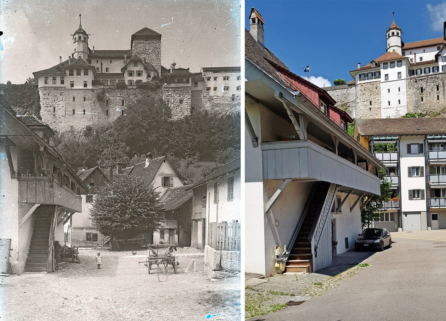 Mühlegasse, links die Hintere Mühle. Aufnahmedatum unbekannt.