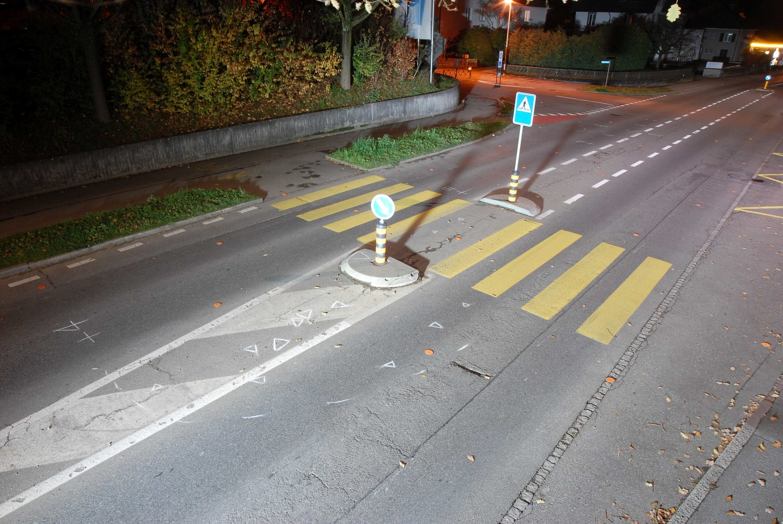 Lenzburg_171106_1 Unfallsituation: Elida wurde auf der linken Seite des Fussgängerstreifens überfahren. ZVG/KAPO AARGAU